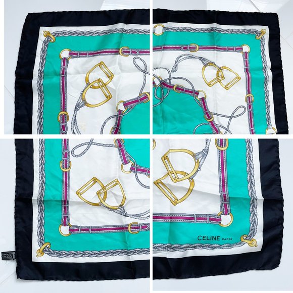 Celine Paris Scarf Silk Equestrian 26” Vintage - Picture 4 of 6